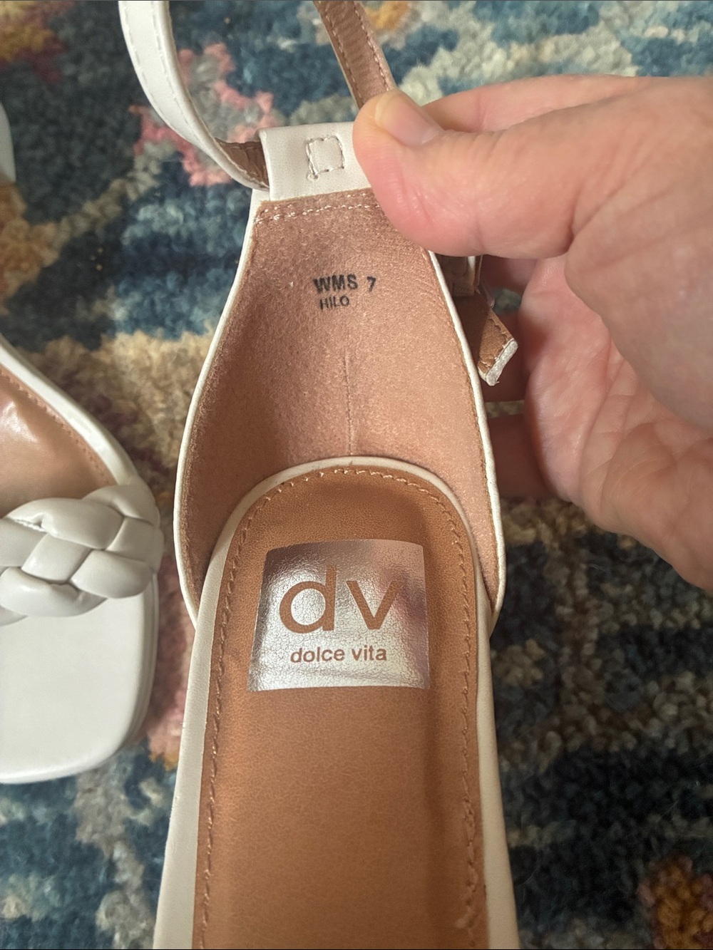 DV Dolce Vita Braided Strap Ivory Block Heel Sandals SZ 7 - Picture 8 of 10